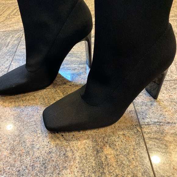 Zara HEELED SOCK-STYLE ANKLE STRETCHY BOOTS SQUARE TOE BLack NEW - Picture 12 of 12